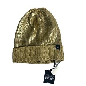 William Rast Knit Beanie Hat Gold Acrylic One Size